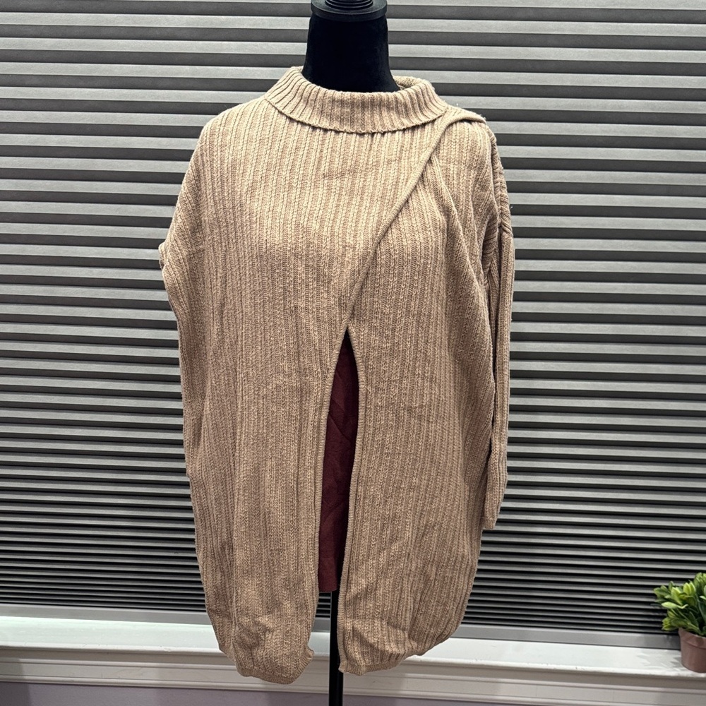 Pink Martini Ribbed Tan Cardigan